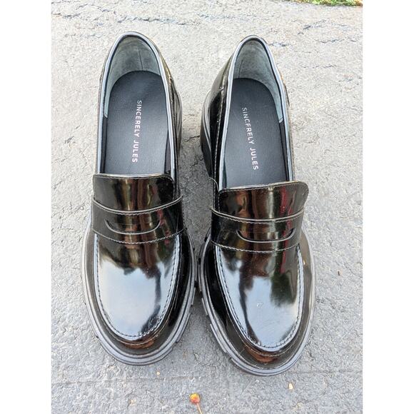 Sincerely Jules Womens Dylan Chunky Heel Lug Sole Platform Loafers Shoes Sz 7.5 - Picture 4 of 7
